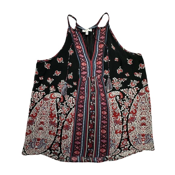 Joie Tops - Joie Tank Top Womens XS Black Paisley Halter Silk Lined Boho Tassel Camisole